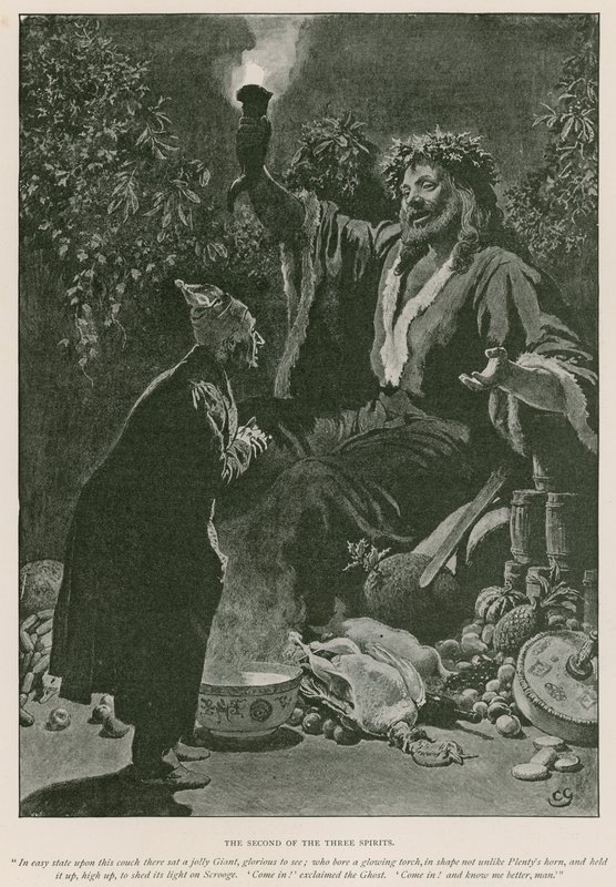 Illustration til A Christmas Carol af Charles Dickens (litho) af Charles (after) Green