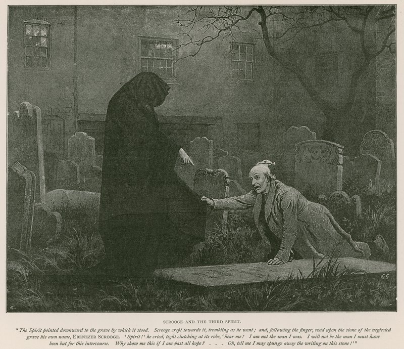Illustration til A Christmas Carol af Charles Dickens (litho) af Charles (after) Green