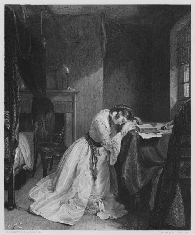 Clarissa Harlowe (gravering) af Charles (after) Landseer