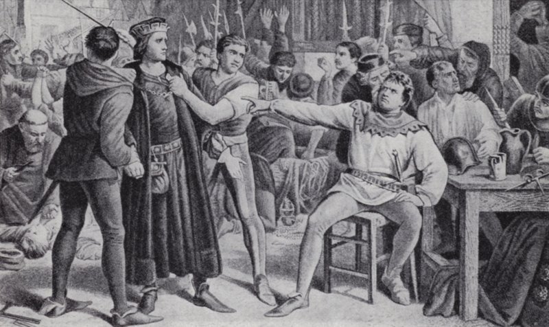 Lord Saye og Sele er ved at blive halshugget i Jack Cades oprør af Charles (after) Lucy