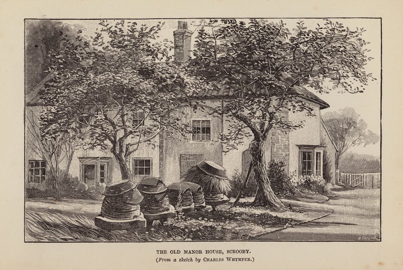 Det gamle herregårdshus, Scrooby (litografi) af Charles (after) Whymper