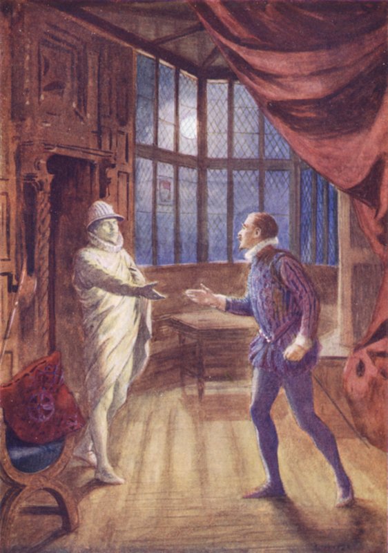 Statuen tilkalder Don Giovanni (farve litho) af Charles A. Buchel