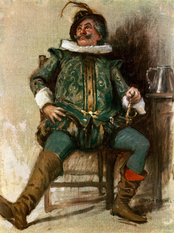 Tolvte nat: Sir Toby Belch, Mr Lionel Brough (farve litho) af Charles A. Buchel