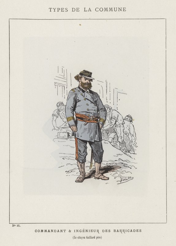Kommandør og ingeniør af barrikaderne, borger Gaillard pere af Charles Albert d Arnoux Bertall