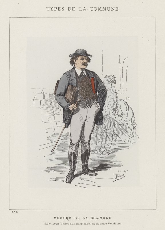 Medlem af kommunen, Citizen Valles ved barrikaderne på Place Vendome af Charles Albert d Arnoux Bertall