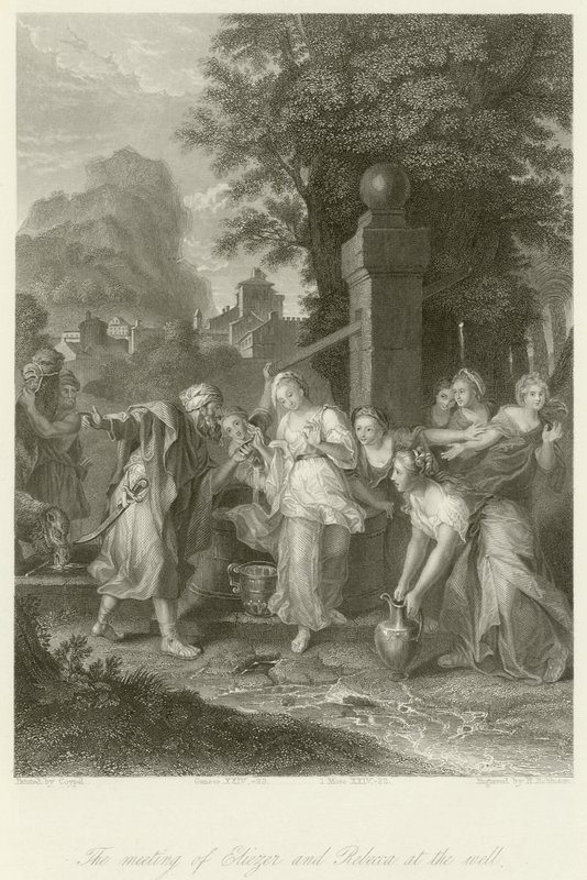 Mødet af Eliezer og Rebecca ved brønden af Charles Antoine Coypel