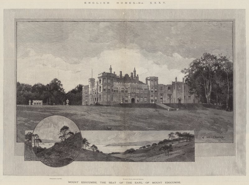 Engelske hjem, Mount Edgcumbe, sædet for jarlen af Mount Edgcumbe af Charles Auguste Loye