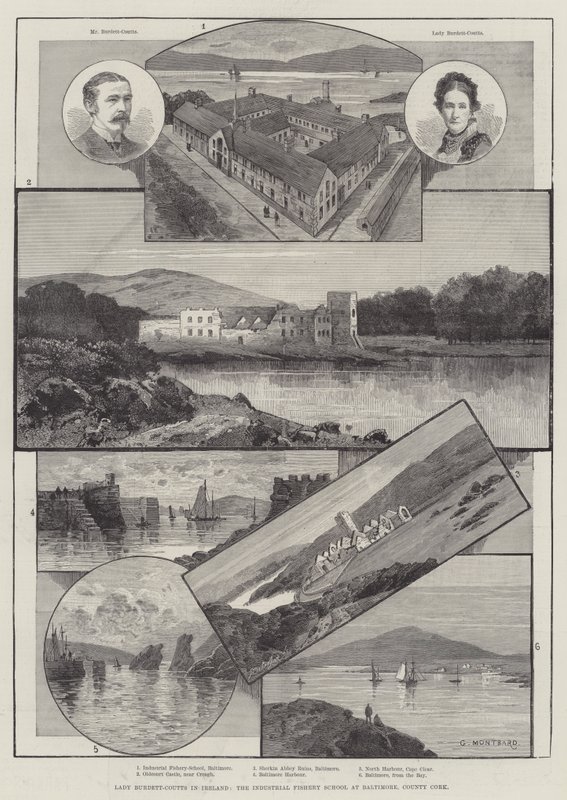 Lady Burdett-Coutts i Irland, Industrial Fishery School i Baltimore, County Cork af Charles Auguste Loye