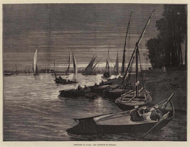 Skitser i Kairo, havnen i Boulak af Charles Auguste Loye