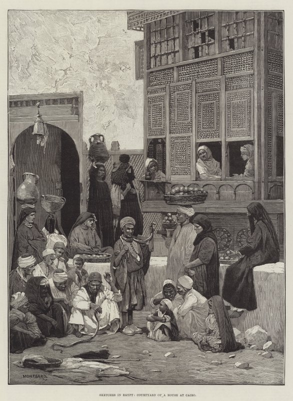 Skitser i Egypten, gårdhave til et hus i Kairo af Charles Auguste Loye