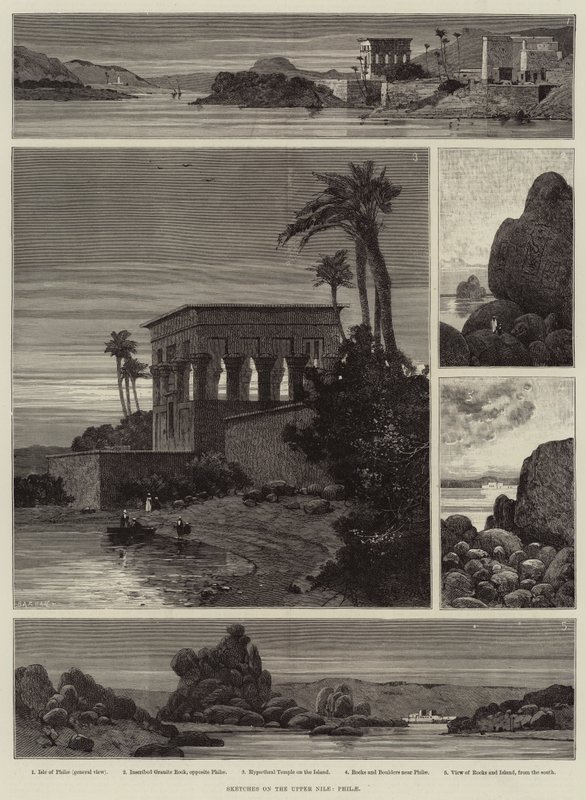 Skitser på den øvre Nil, Philae af Charles Auguste Loye