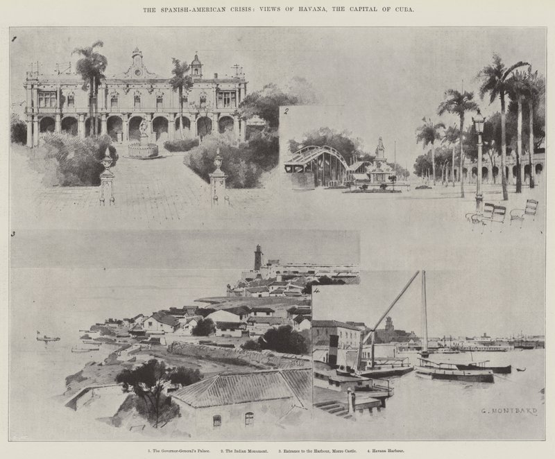 Den spansk-amerikanske krise, Udsigt over Havana, hovedstaden i Cuba af Charles Auguste Loye
