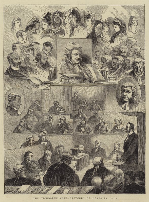 Tichborne-sagen, skitser af hoveder i retten af Charles Auguste Loye