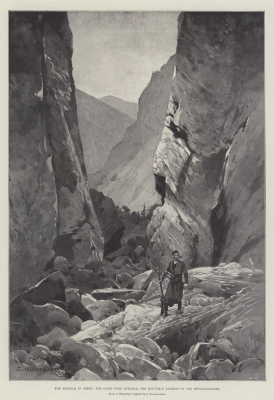 Problemerne på Kreta, Chief Pass, Sphakia, Revolutionisternes bjergtilbagetog af Charles Auguste Loye