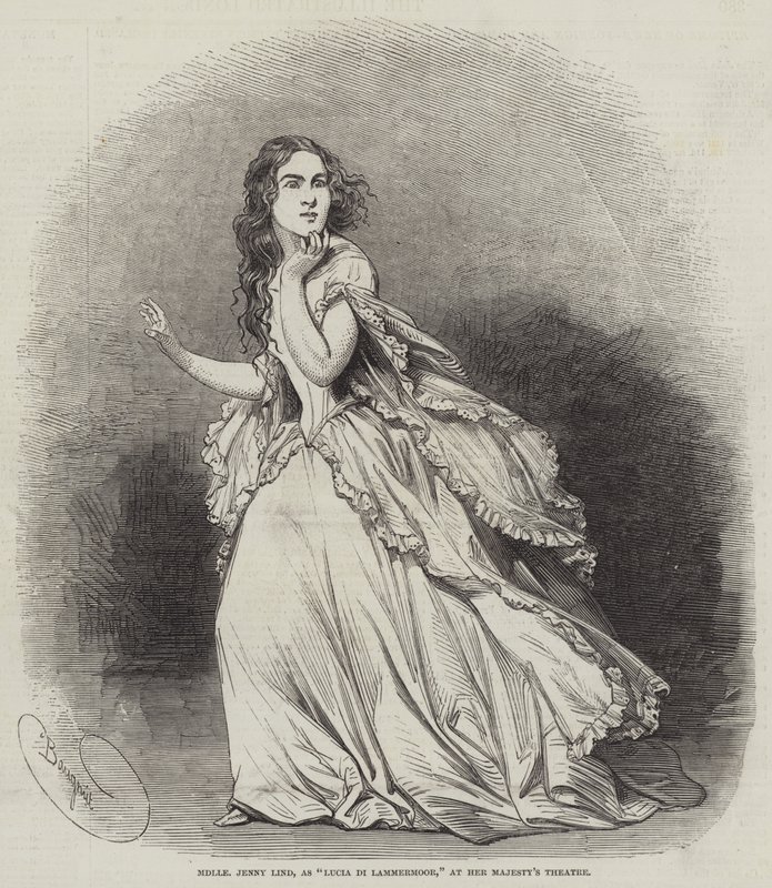 Mademoiselle Jenny Lind, som Lucia di Lammermoor, i Hendes Majestæts Teater af Charles Baugniet