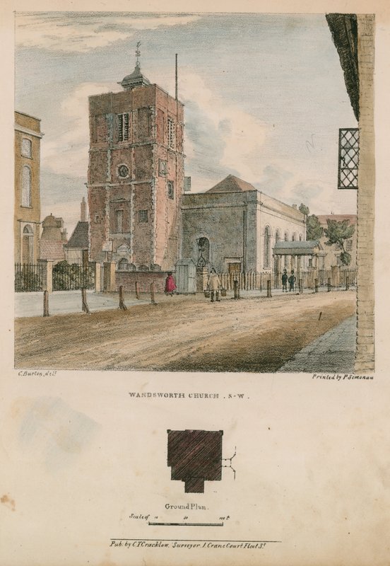 Sydvestlig visning af Wandsworth Church af Charles Burton