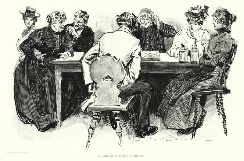Et spil dam i München (litografi) af Charles Dana Gibson