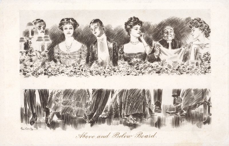 Over og under bord (litho) af Charles Dana Gibson