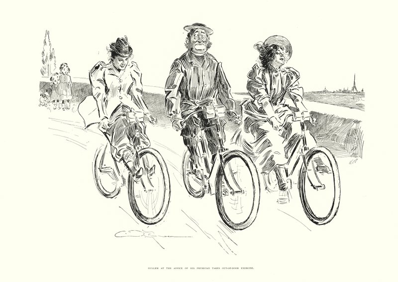 Gullem motionerer udendørs efter råd fra sin læge (litografi) af Charles Dana Gibson