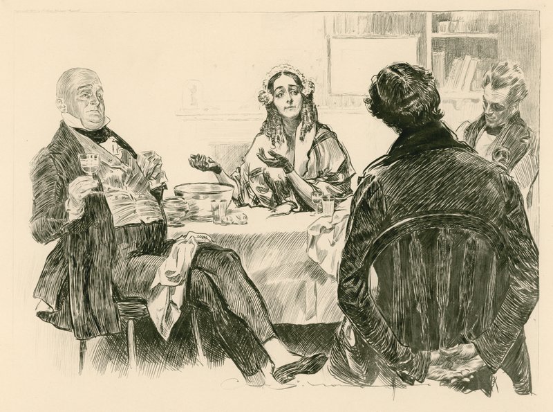 Hr. og fru Micawber, David Copperfield og Traddles af Charles Dana Gibson