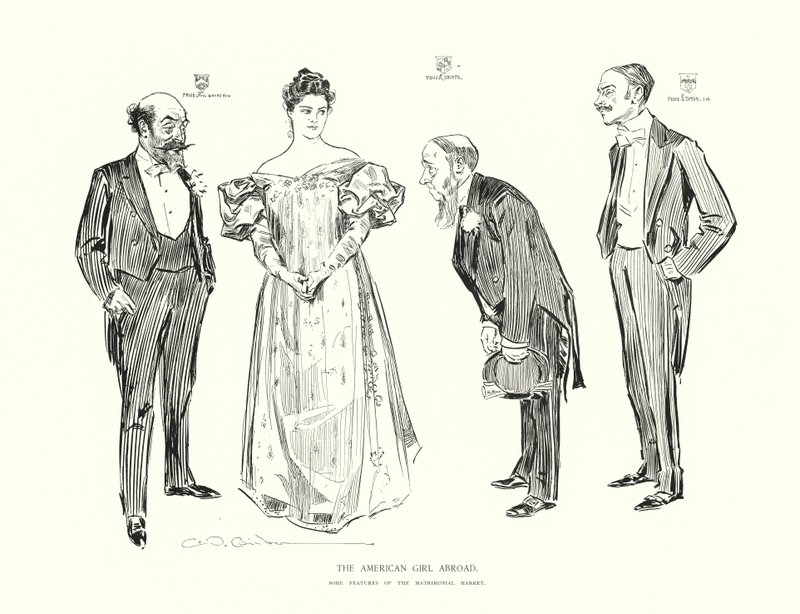 Den amerikanske pige i udlandet (litografi) af Charles Dana Gibson