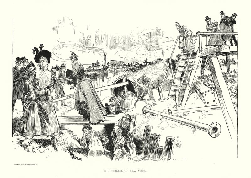 Gaderne i New York (litografi) af Charles Dana Gibson