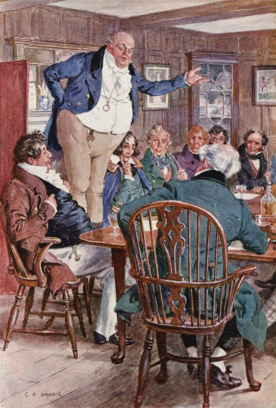 Illustration til The Pickwick Papers af Charles Dickens (farvelitografi) af Charles Edmund (after) Brock