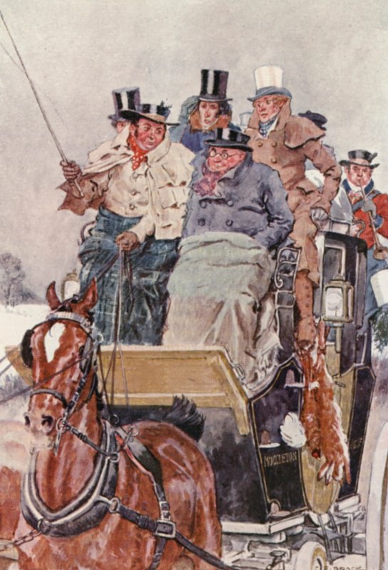 Illustration til The Pickwick Papers af Charles Dickens (farvelitografi) af Charles Edmund (after) Brock