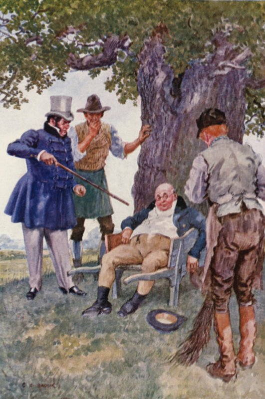 Illustration til The Pickwick Papers af Charles Dickens (farvelitografi) af Charles Edmund (after) Brock
