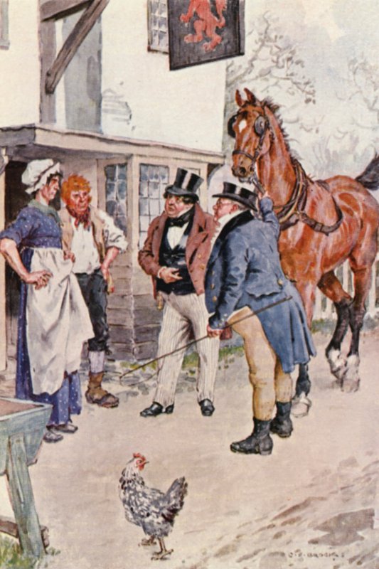 Illustration til The Pickwick Papers af Charles Dickens (farvelitografi) af Charles Edmund (after) Brock