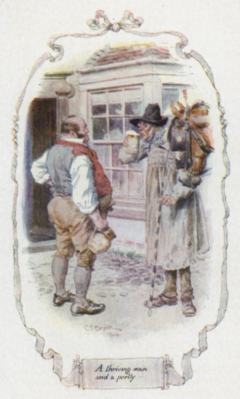 En blomstrende mand og en portly (farve litho) af Charles Edmund Brock