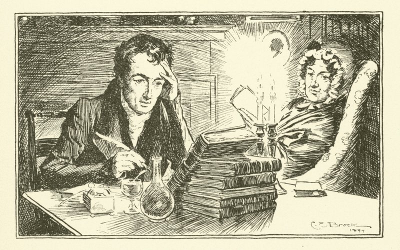 Charles Lamb, med sin søster, Mary (gravering) af Charles Edmund Brock