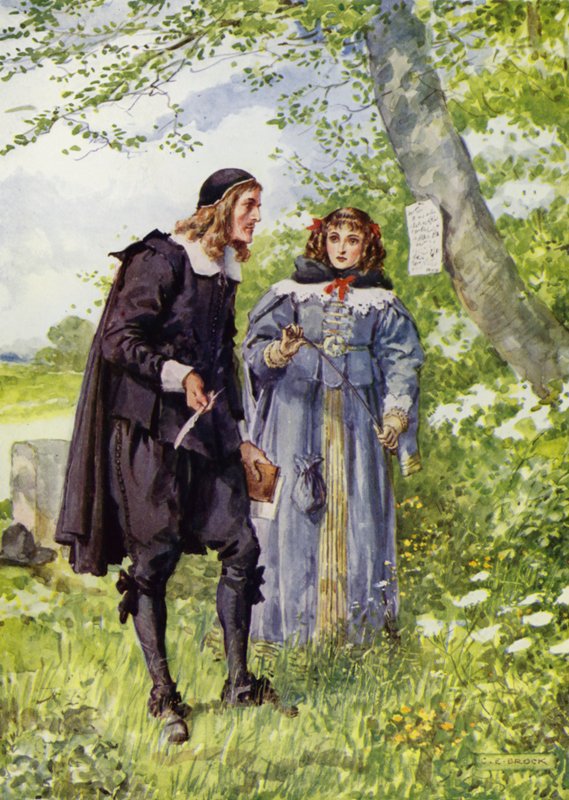 George Herbert, På vejen til Bemerton (farve litho) af Charles Edmund Brock