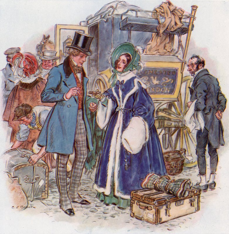 Store forventninger, Estella ankommer til Cheapside med bus fra Rochester af Charles Edmund Brock