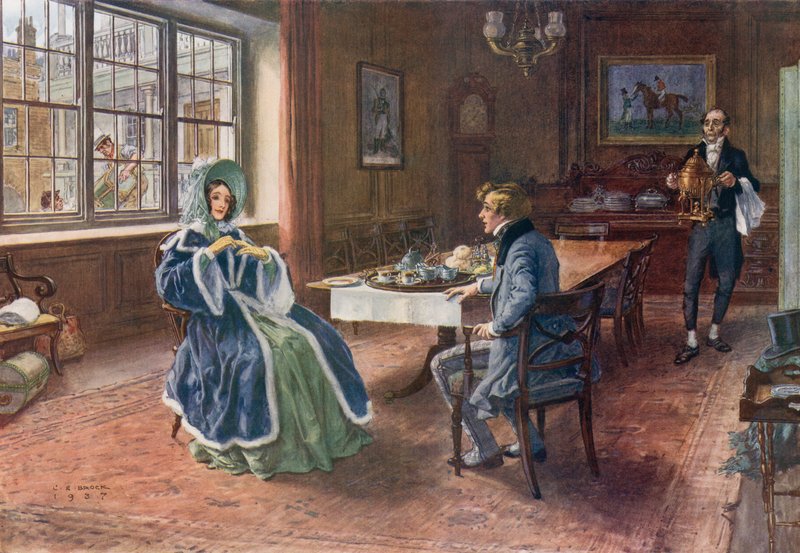 Store forventninger, Pip underholder Estella til te på Cross Keys i Wood Street, Cheapside af Charles Edmund Brock