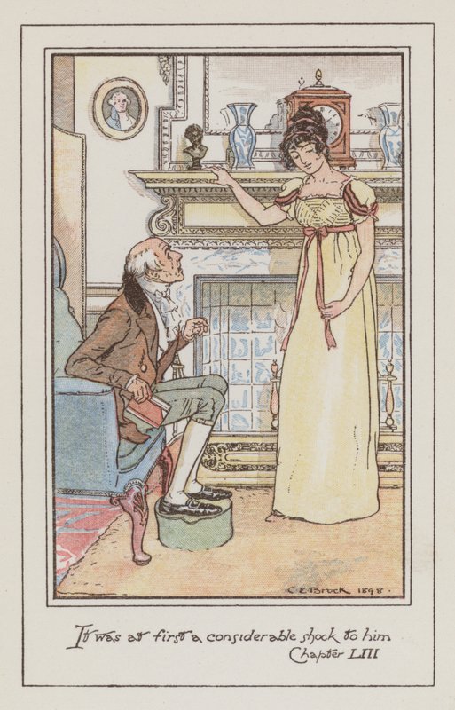 Illustration til Emma af Jane Austen (farve litho) af Charles Edmund Brock