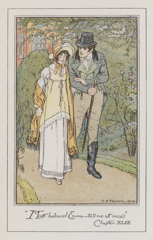 Illustration til Emma af Jane Austen (farve litho) af Charles Edmund Brock