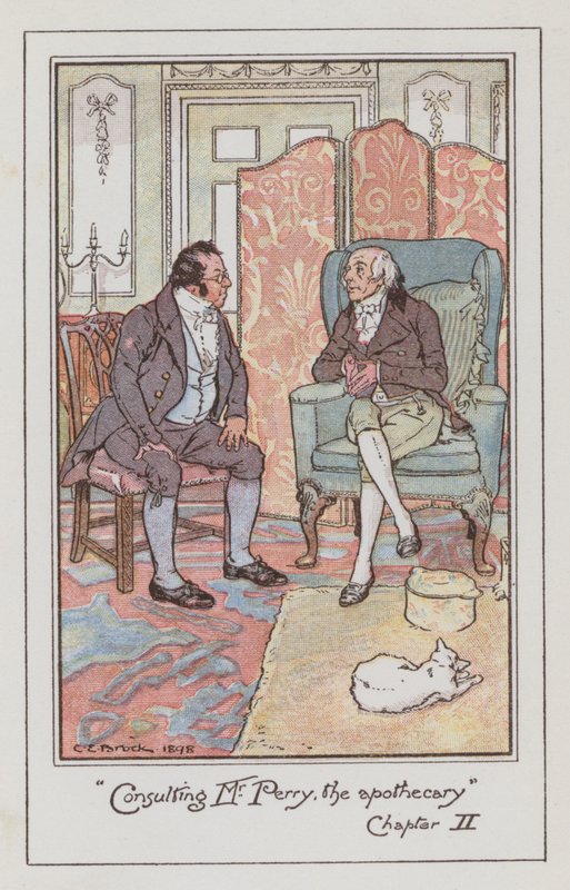 Illustration til Emma af Jane Austen (farve litho) af Charles Edmund Brock