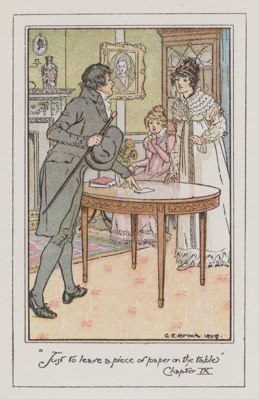 Illustration til Emma af Jane Austen (farve litho) af Charles Edmund Brock