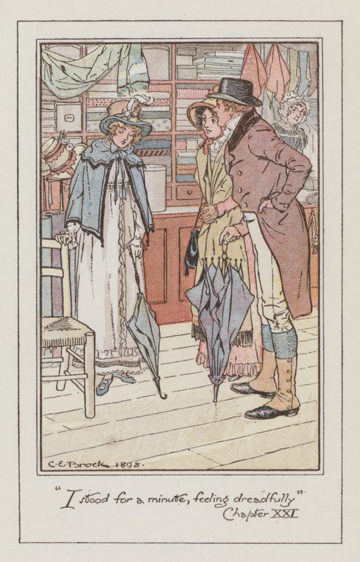 Illustration til Emma af Jane Austen (farve litho) af Charles Edmund Brock