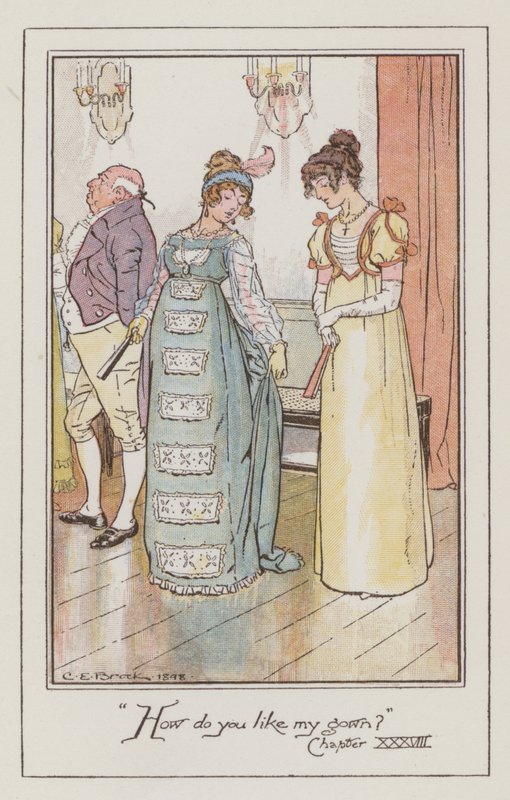 Illustration til Emma af Jane Austen (farve litho) af Charles Edmund Brock
