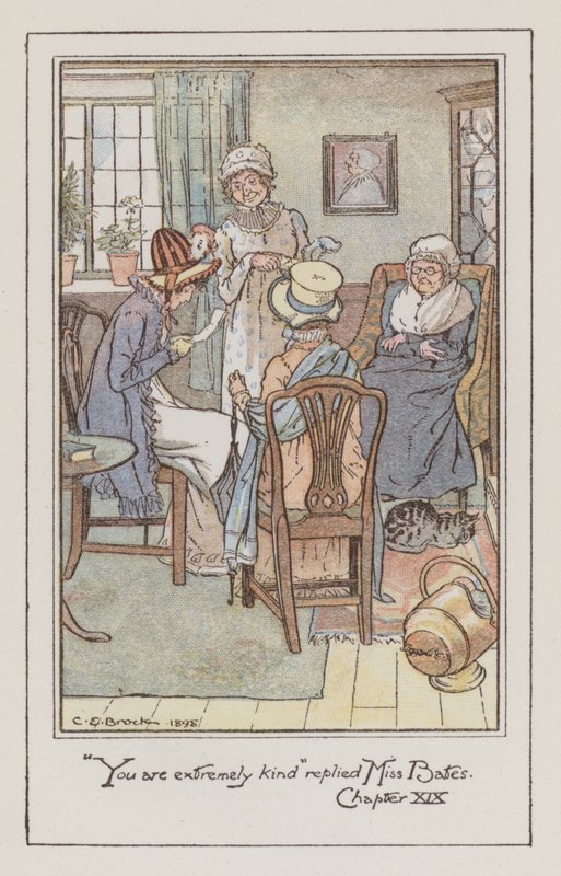Illustration til Emma af Jane Austen (farve litho) af Charles Edmund Brock