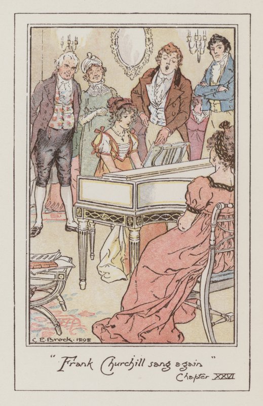 Illustration til Emma af Jane Austen (farve litho) af Charles Edmund Brock