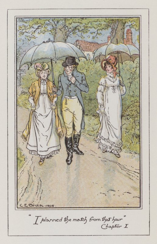 Illustration til Emma af Jane Austen (farve litho) af Charles Edmund Brock