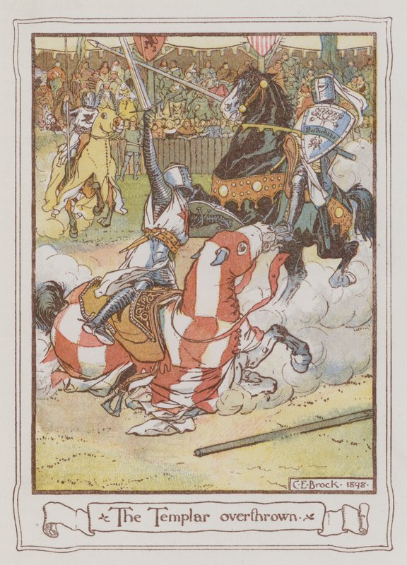 Illustration til Ivanhoe af Sir Walter Scott (farve litho) af Charles Edmund Brock