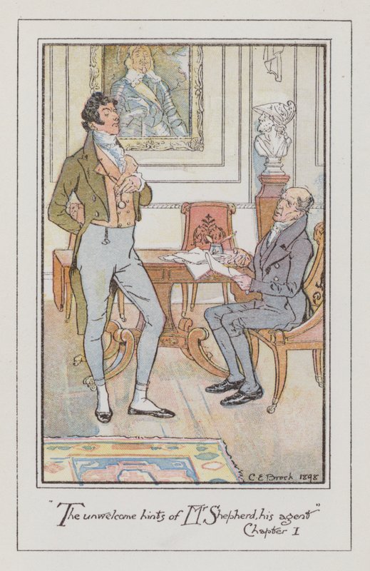 Illustration for Persuasion (farve litho) af Charles Edmund Brock