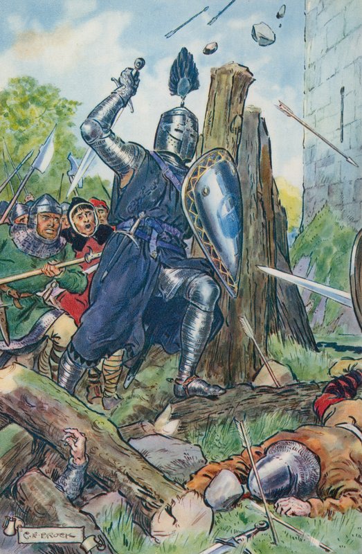 Illustration til The Besieged Castle af Sir Walter Scott af Charles Edmund Brock