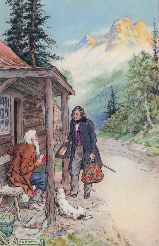 Illustration til The Great Stone Face af Nathaniel Hawthorne af Charles Edmund Brock