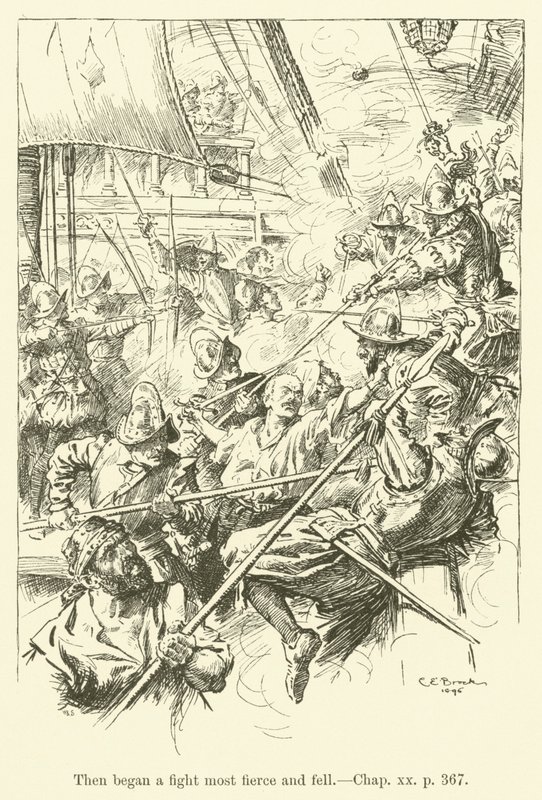 Illustration til Westward Ho! af Charles Kingsley (gravering) af Charles Edmund Brock