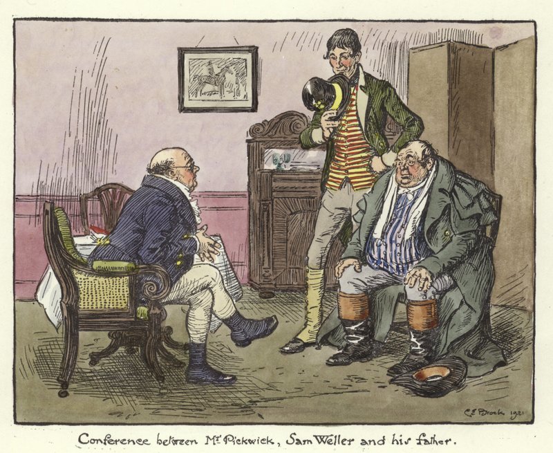 Illustration til Pickwick Papers af Charles Edmund Brock